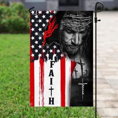 Faith Of Jesus Christ Christian American Flag Garden Flag