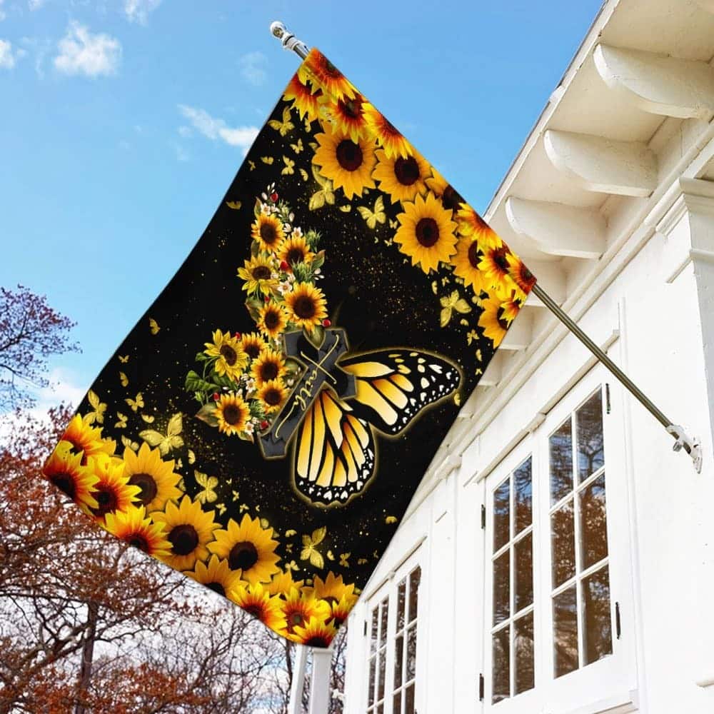 Faith Christian Cross Butterfly Christian Garden Flag