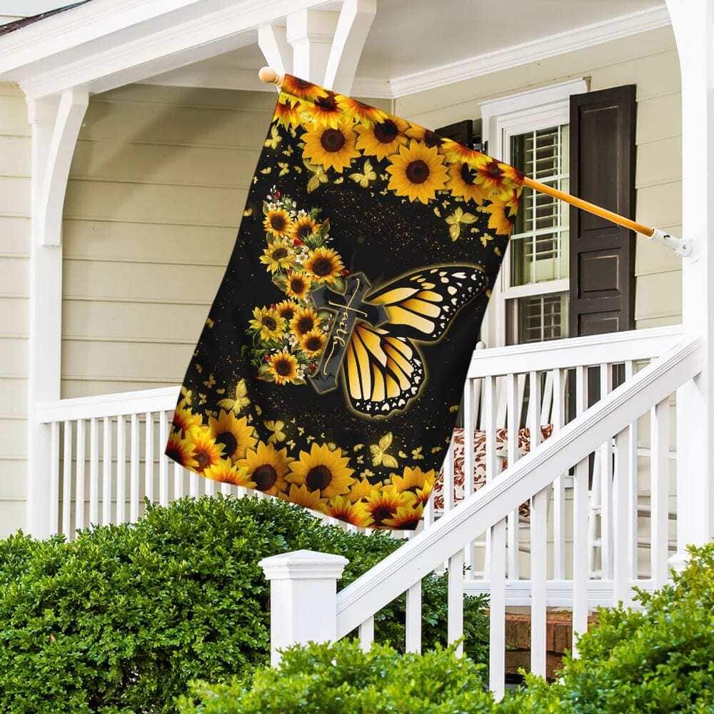 Faith Christian Cross Butterfly Christian Garden Flag