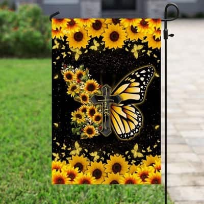 Faith Christian Cross Butterfly Christian Garden Flag