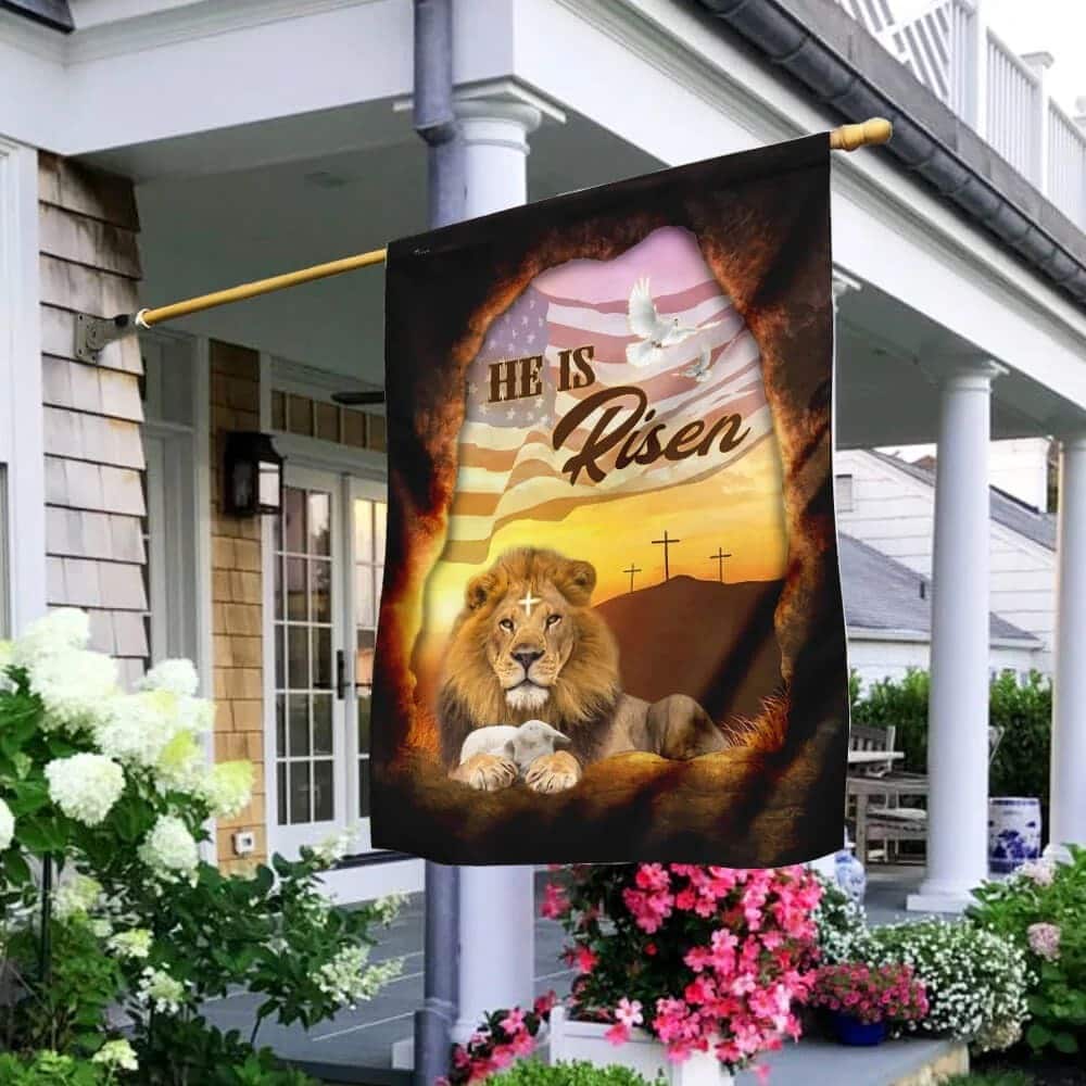 He Is Risen Jesus Christ Lion And Lamb Christian Garden Flag
