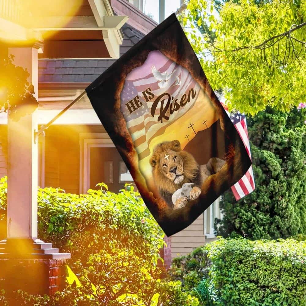 He Is Risen Jesus Christ Lion And Lamb Christian Garden Flag