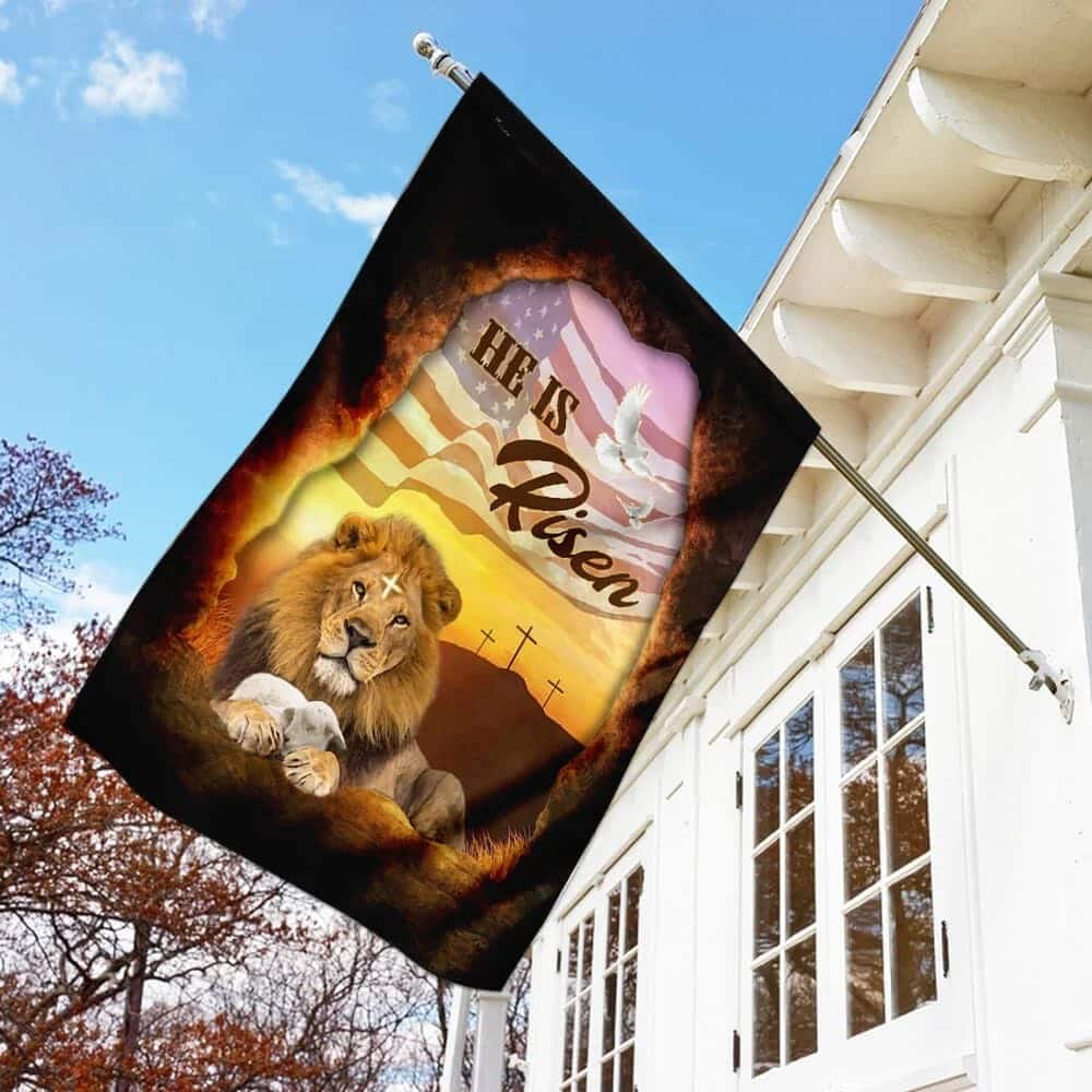 He Is Risen Jesus Christ Lion And Lamb Christian Garden Flag