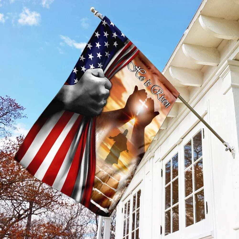He Is Risen Jesus American US Christian Garden Flag