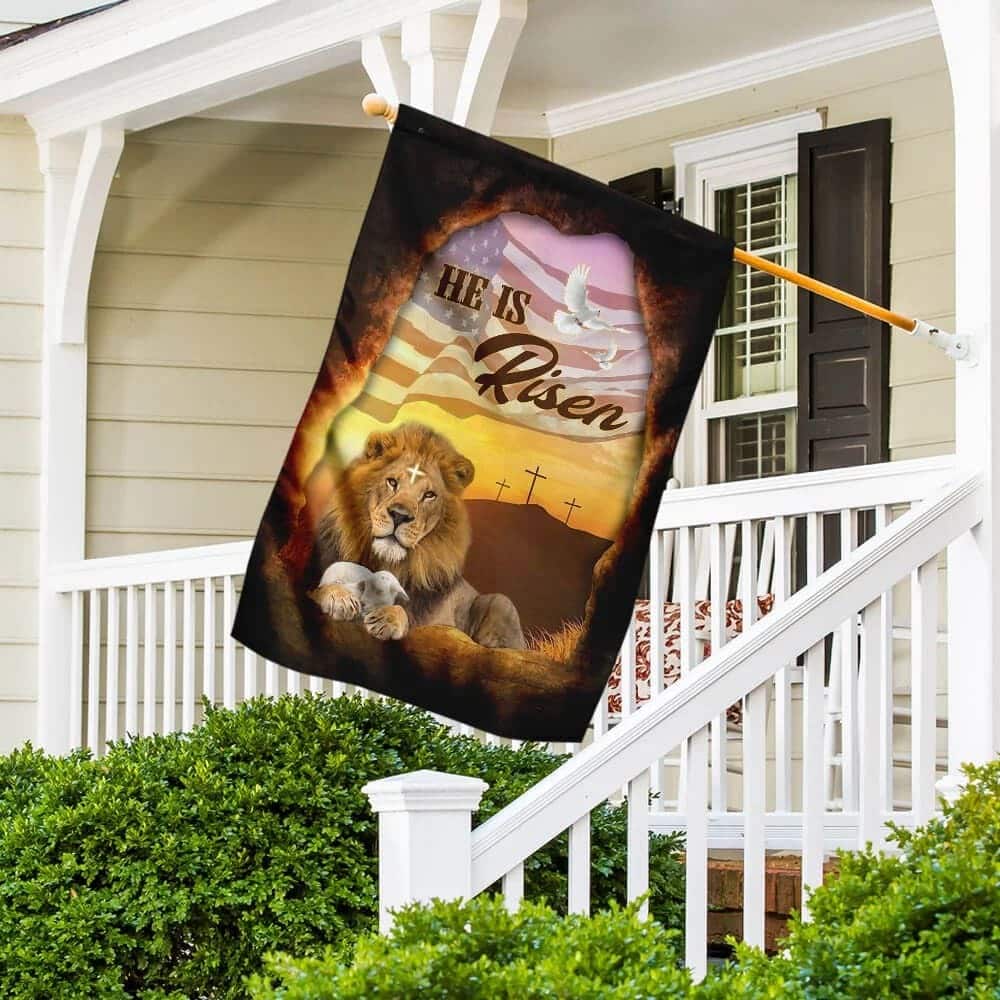 He Is Risen Jesus Christ Lion And Lamb Christian Garden Flag