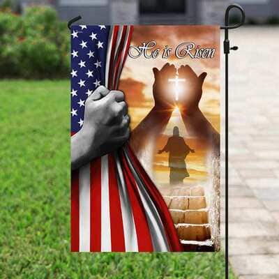 He Is Risen Jesus American US Christian Garden Flag