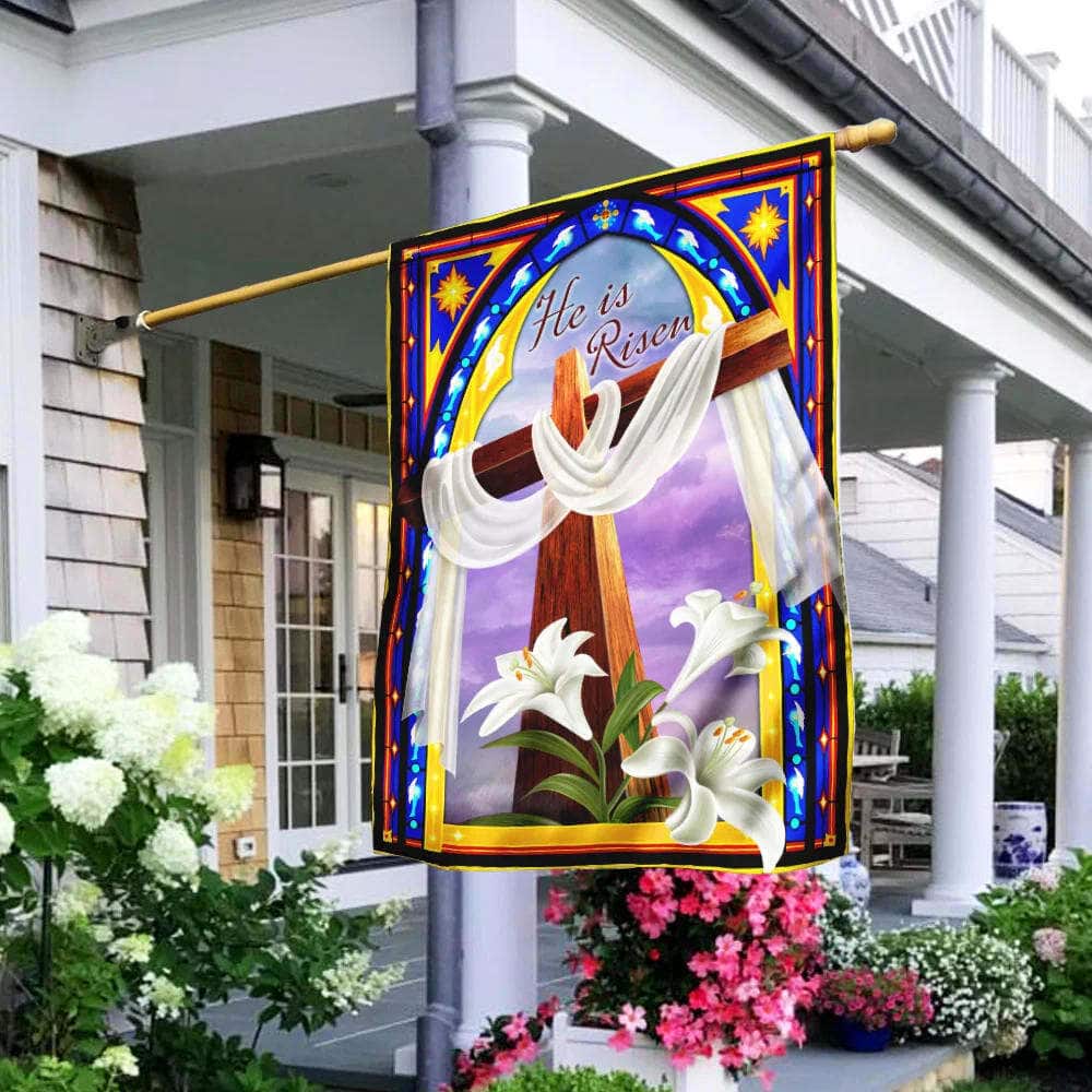 He Is Risen Christian Cross And The Lilies Christian Garden Flag