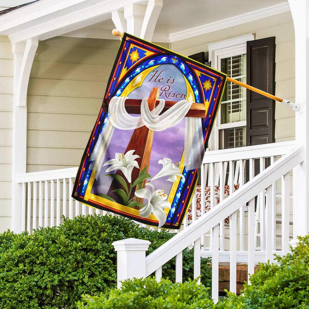 He Is Risen Christian Cross And The Lilies Christian Garden Flag He Is Risen Christian Cross And The Lilies Christian Garden Flag