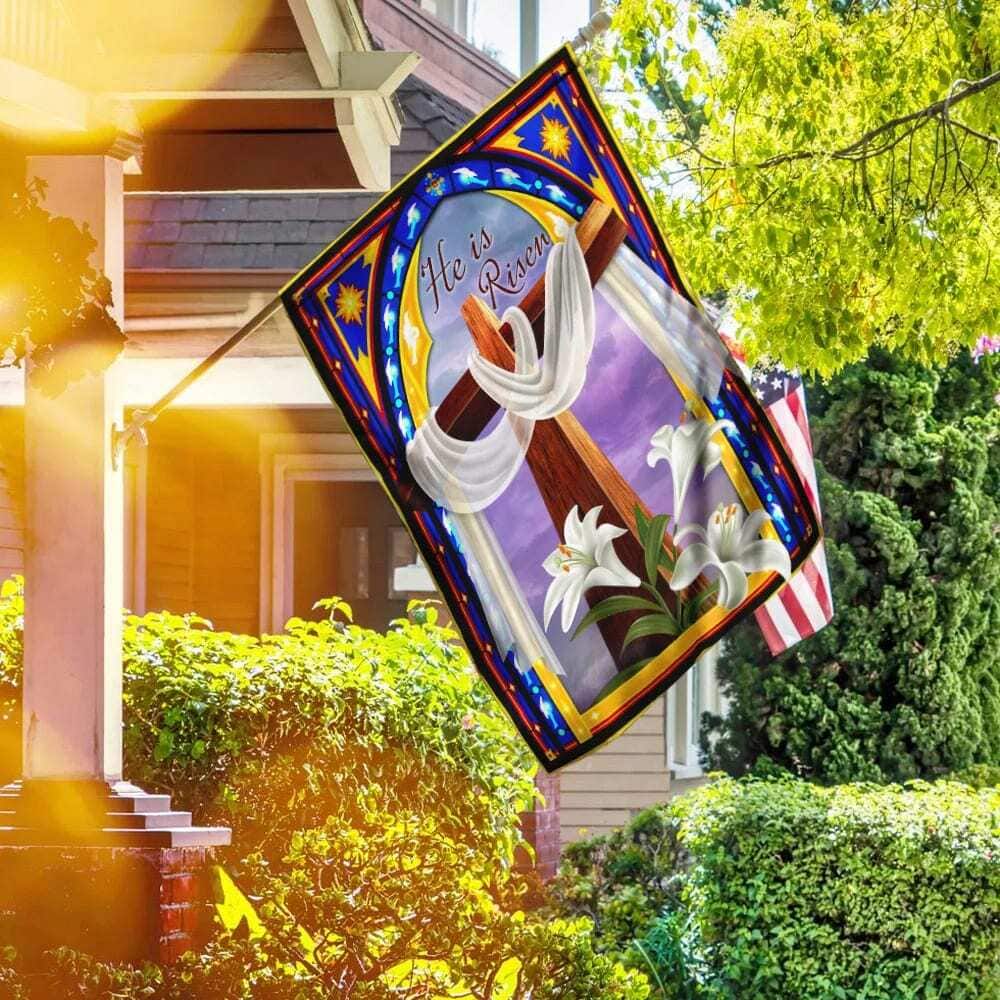 He Is Risen Christian Cross And The Lilies Christian Garden Flag