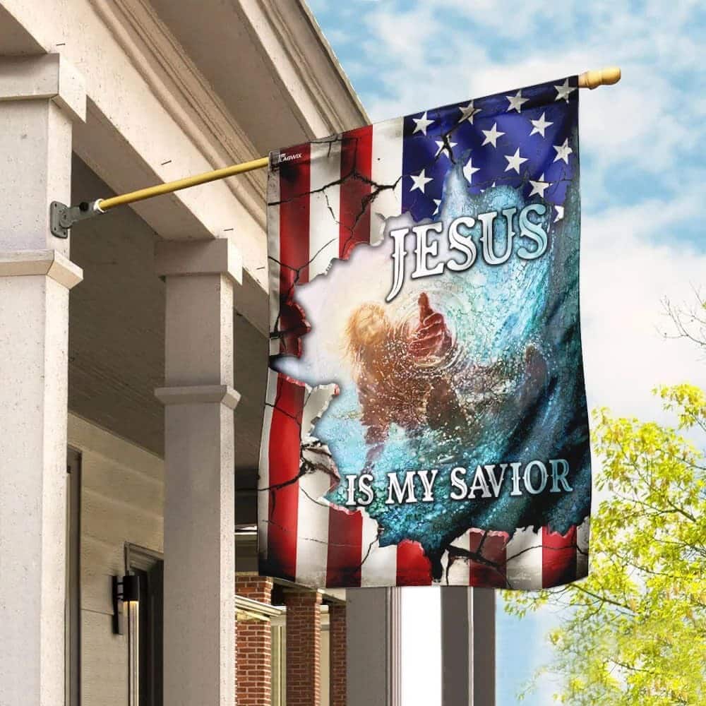 Hand Of God Jesus Is My Savior American US Christian Garden Flag Hand Of God Jesus Is My Savior American US Christian Garden Flag