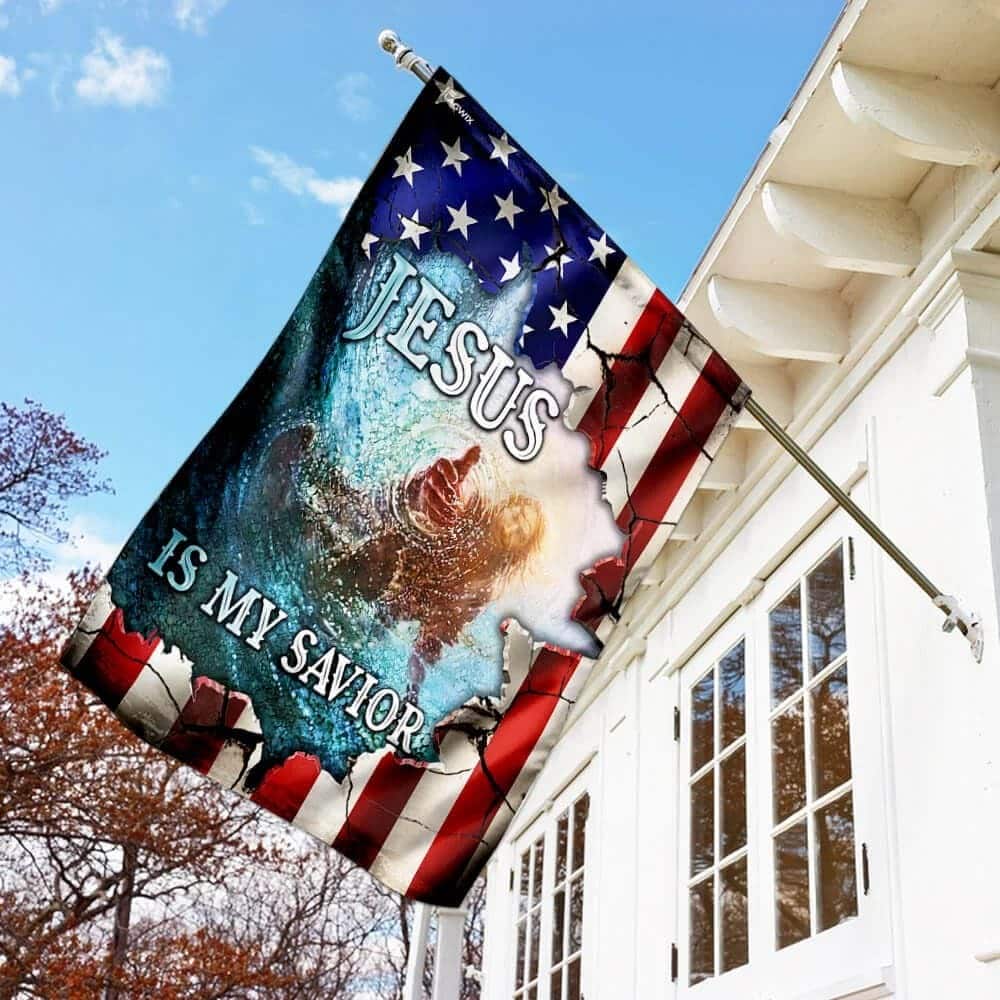 Hand Of God Jesus Is My Savior American US Christian Garden Flag Hand Of God Jesus Is My Savior American US Christian Garden Flag