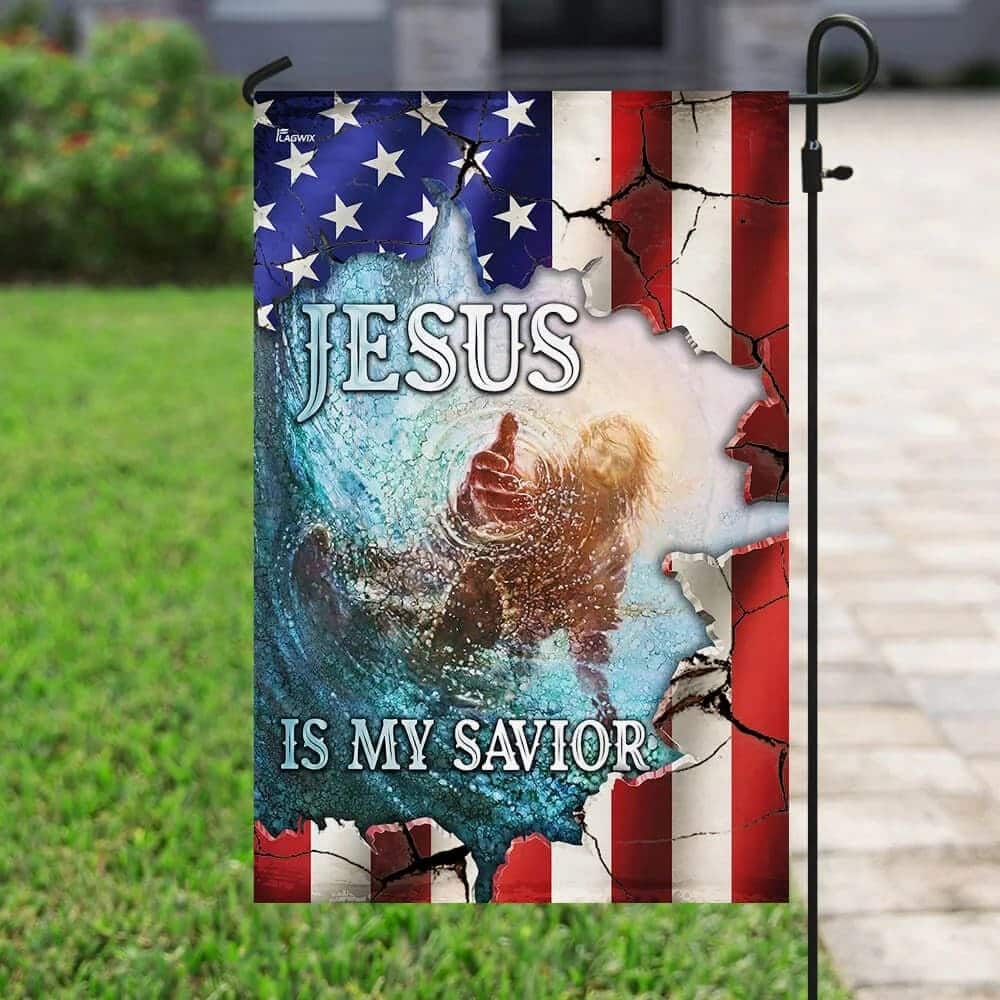 Hand Of God Jesus Is My Savior American US Christian Garden Flag Hand Of God Jesus Is My Savior American US Christian Garden Flag