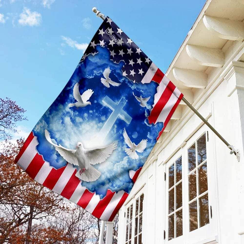 God Jesus Christian Cross American Christian Garden Flag