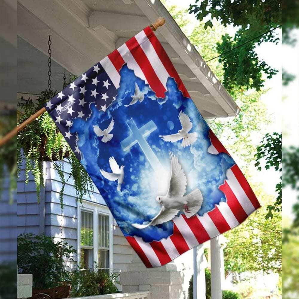 God Jesus Christian Cross American Christian Garden Flag