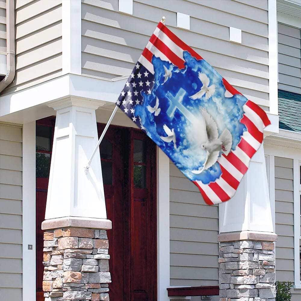 God Jesus Christian Cross American Christian Garden Flag