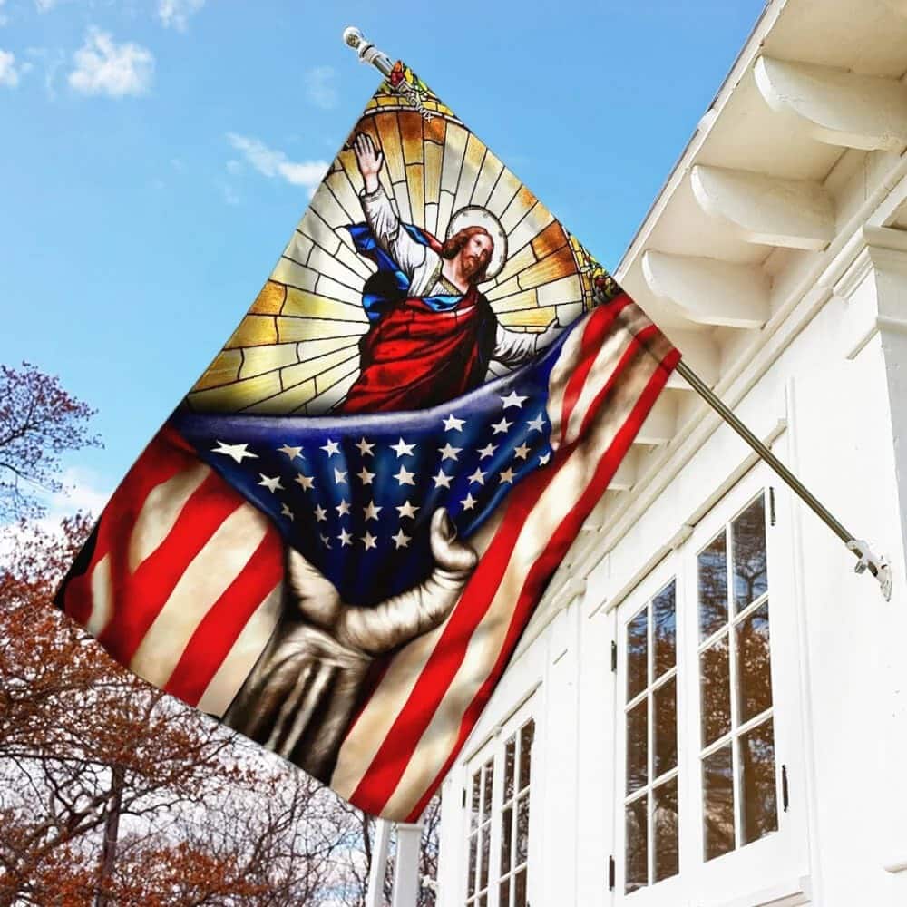 God Jesus Christian American Christian Garden Flag