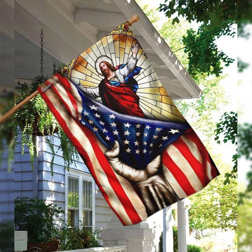 God Jesus Christian American Christian Garden Flag