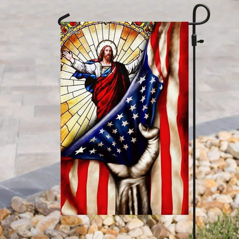 God Jesus Christian American Christian Garden Flag God Jesus Christian American Christian Garden Flag