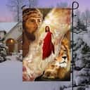 Jesus And Lion One Nation Under God Christian Garden Flag Jesus And Lion One Nation Under God Christian Garden Flag