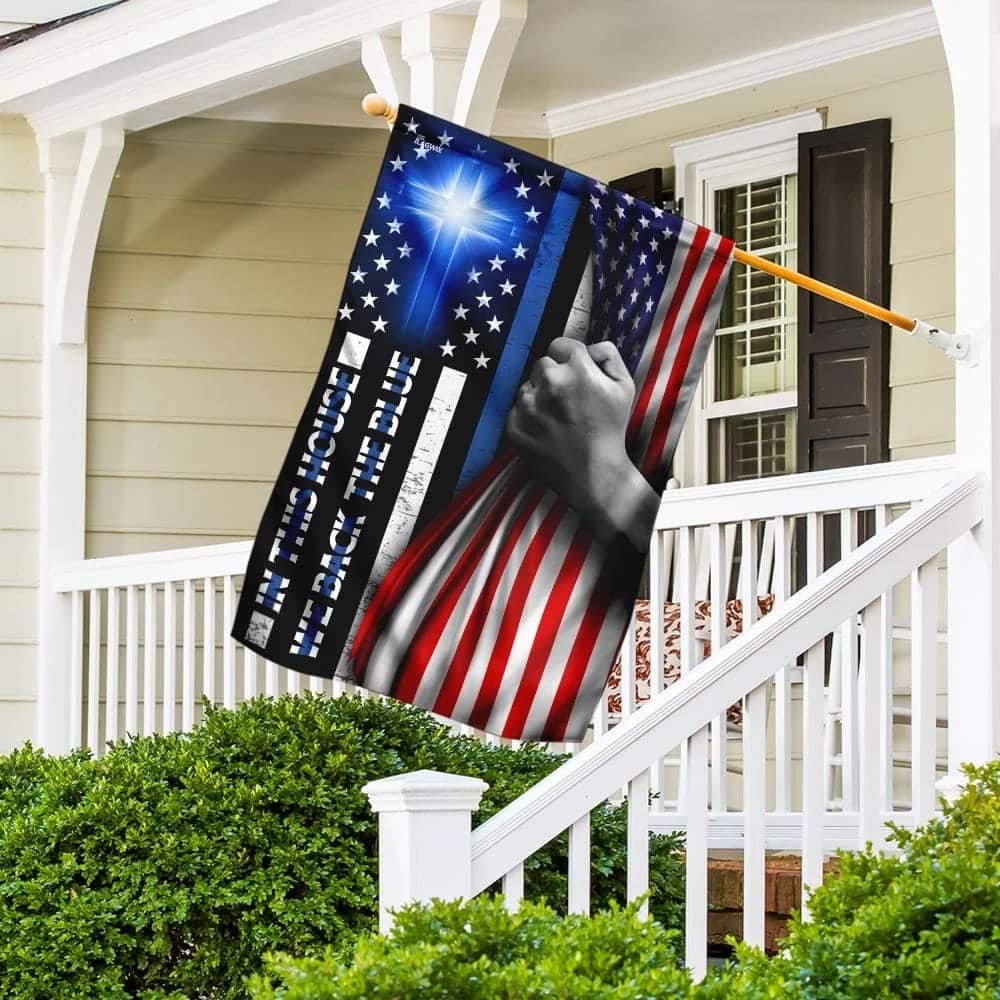 In This We Back The Blue Christian Cross Christian Garden Flag In This We Back The Blue Christian Cross Christian Garden Flag