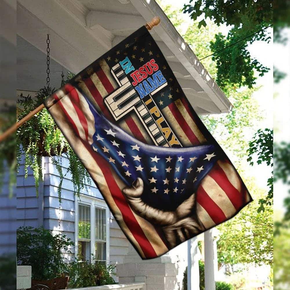 In Jesus Name I Play Piano Christian Cross Garden Flag In Jesus Name I Play Piano Christian Cross Garden Flag