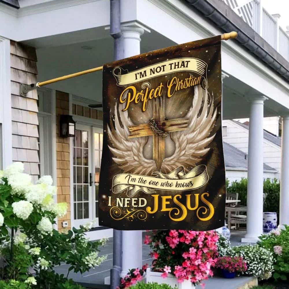 I Need Jesus Christian Cross Angel Wings Garden Flag