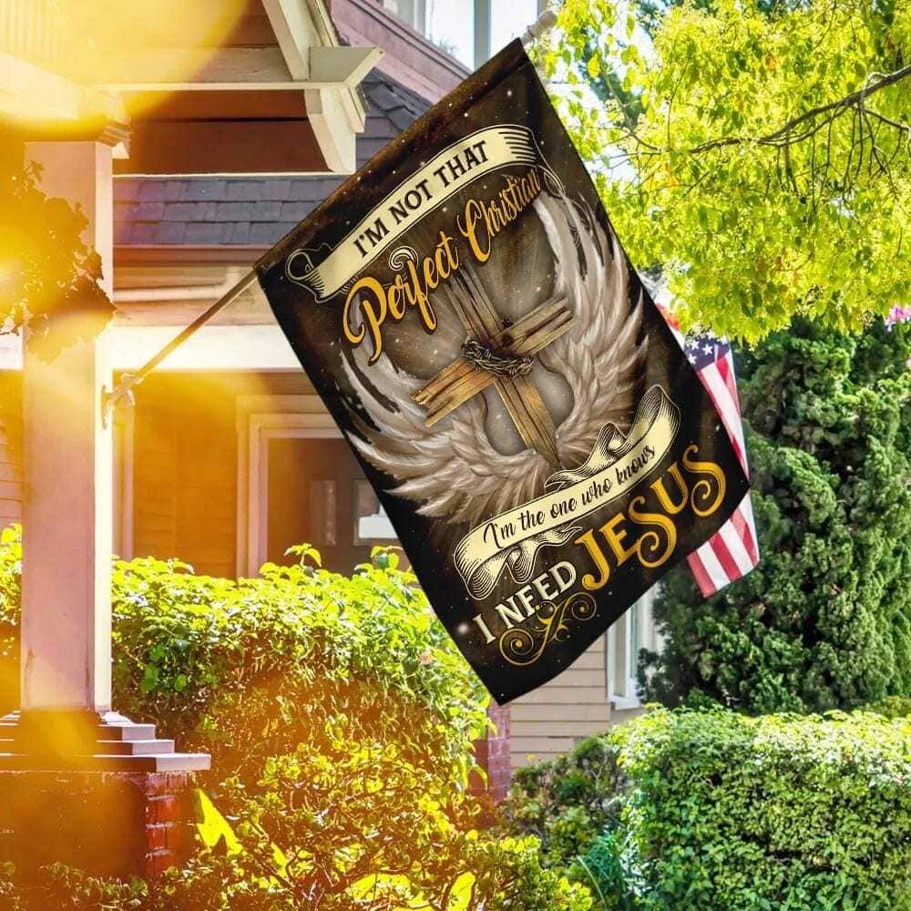 I Need Jesus Christian Cross Angel Wings Garden Flag I Need Jesus Christian Cross Angel Wings Garden Flag