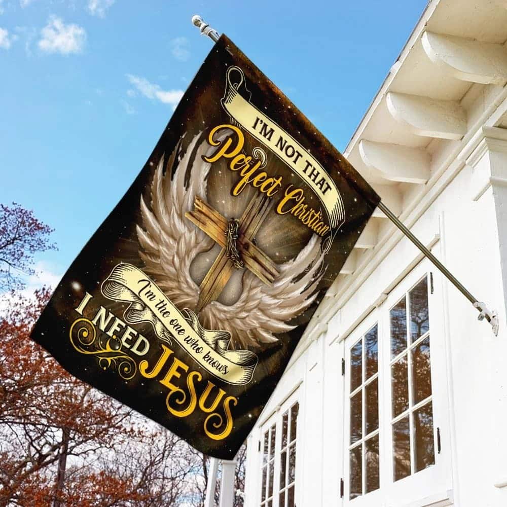 I Need Jesus Christian Cross Angel Wings Garden Flag