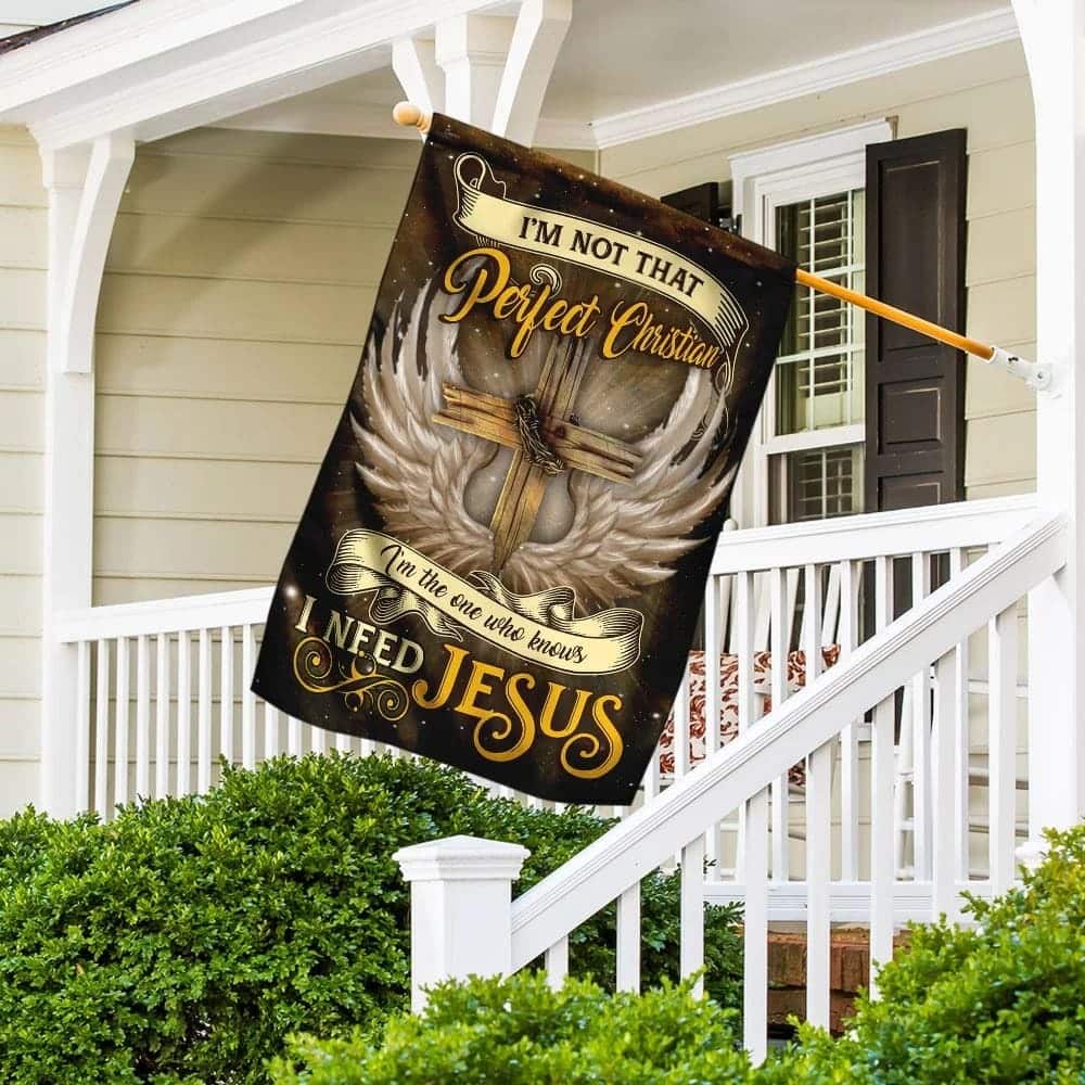 I Need Jesus Christian Cross Angel Wings Garden Flag