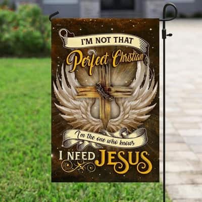 I Need Jesus Christian Cross Angel Wings Garden Flag