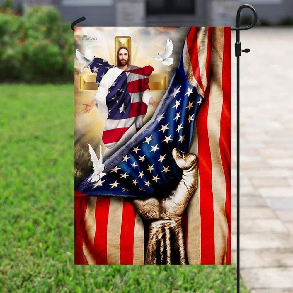 Christian Cross God Bless America Christian Religious Garden Flag