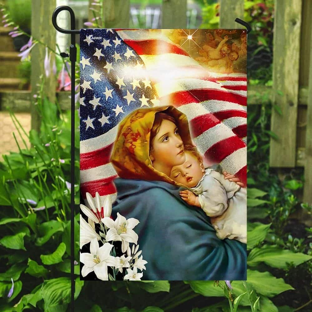 Virgin Mary And Jesus Christian Christian Garden Flag