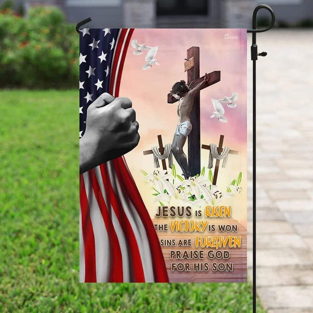 Jesus Is Risen Christian Easter Day Christian Religious Garden Flag