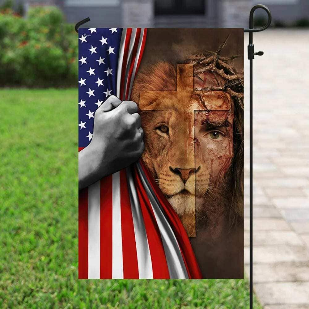 Jesus Is Risen Lion American US Christian Religious Garden Flag