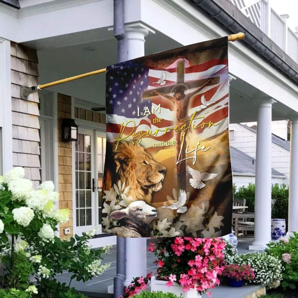 Jesus Is The Resurrection And The Life Lion And Lamb Christian Religious Garden Flag Jesus Is The Resurrection And The Life Lion And Lamb Christian Religious Garden Flag