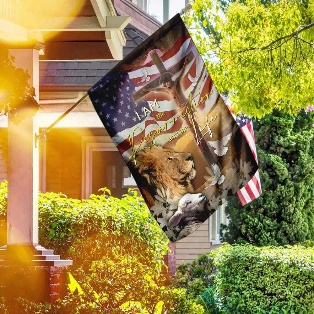 Jesus Is The Resurrection And The Life Lion And Lamb Christian Religious Garden Flag Jesus Is The Resurrection And The Life Lion And Lamb Christian Religious Garden Flag