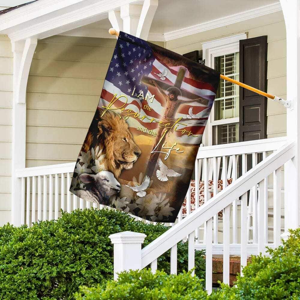 Jesus Is The Resurrection And The Life Lion And Lamb Christian Religious Garden Flag Jesus Is The Resurrection And The Life Lion And Lamb Christian Religious Garden Flag
