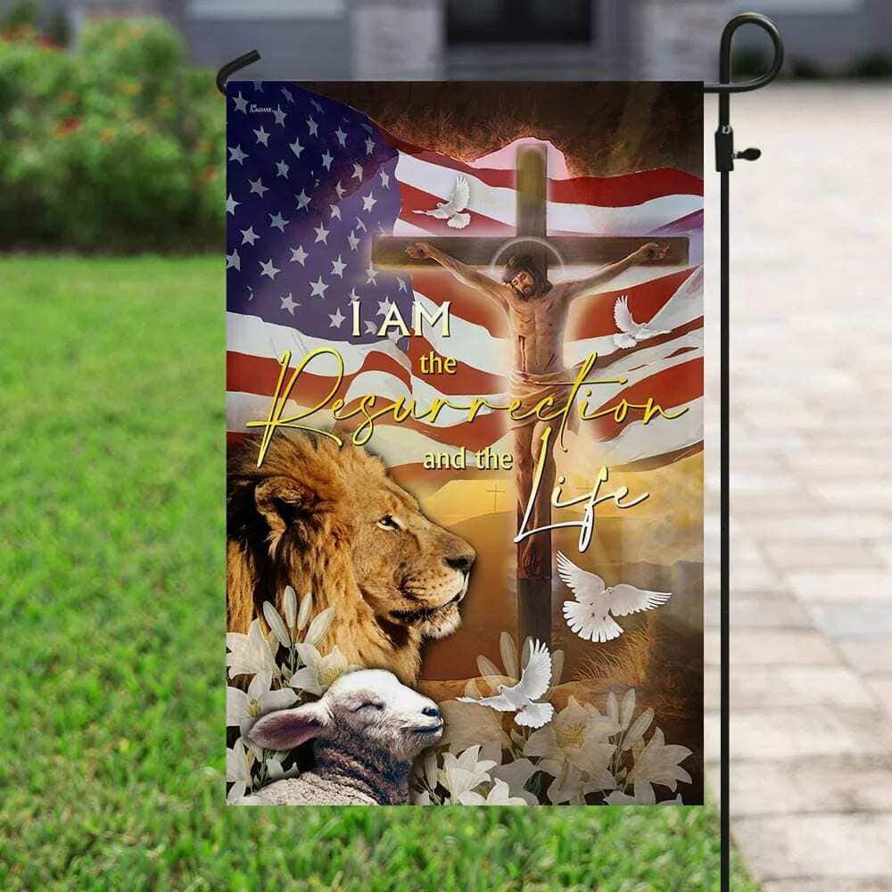 Jesus Is The Resurrection And The Life Lion And Lamb Christian Religious Garden Flag Jesus Is The Resurrection And The Life Lion And Lamb Christian Religious Garden Flag