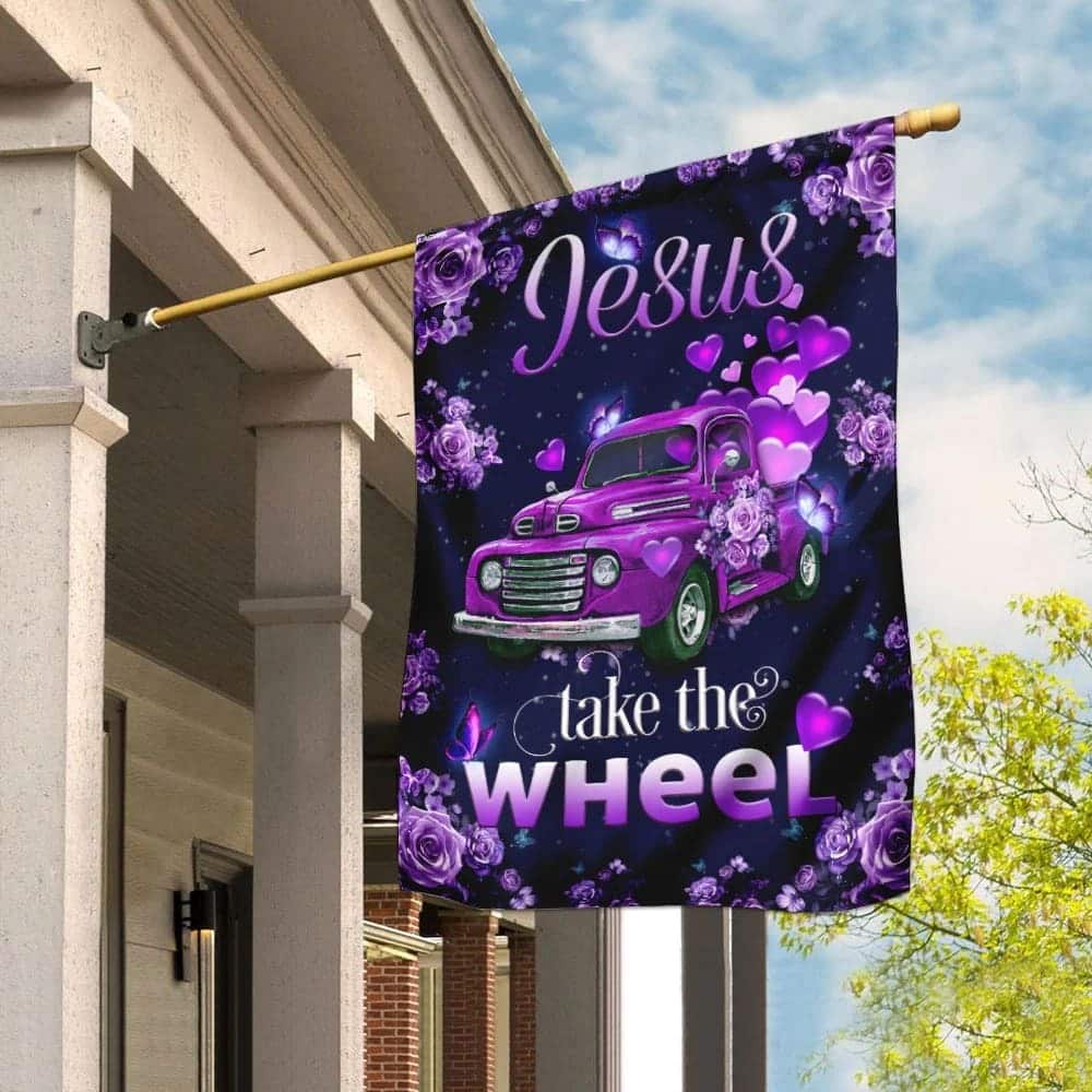Jesus Take The Wheel Purple Truck Christian Religious Garden Flag Jesus Take The Wheel Purple Truck Christian Religious Garden Flag
