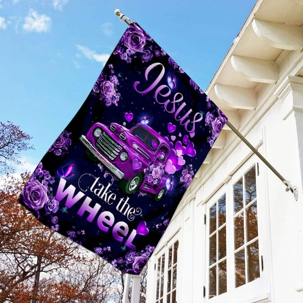 Jesus Take The Wheel Purple Truck Christian Religious Garden Flag Jesus Take The Wheel Purple Truck Christian Religious Garden Flag