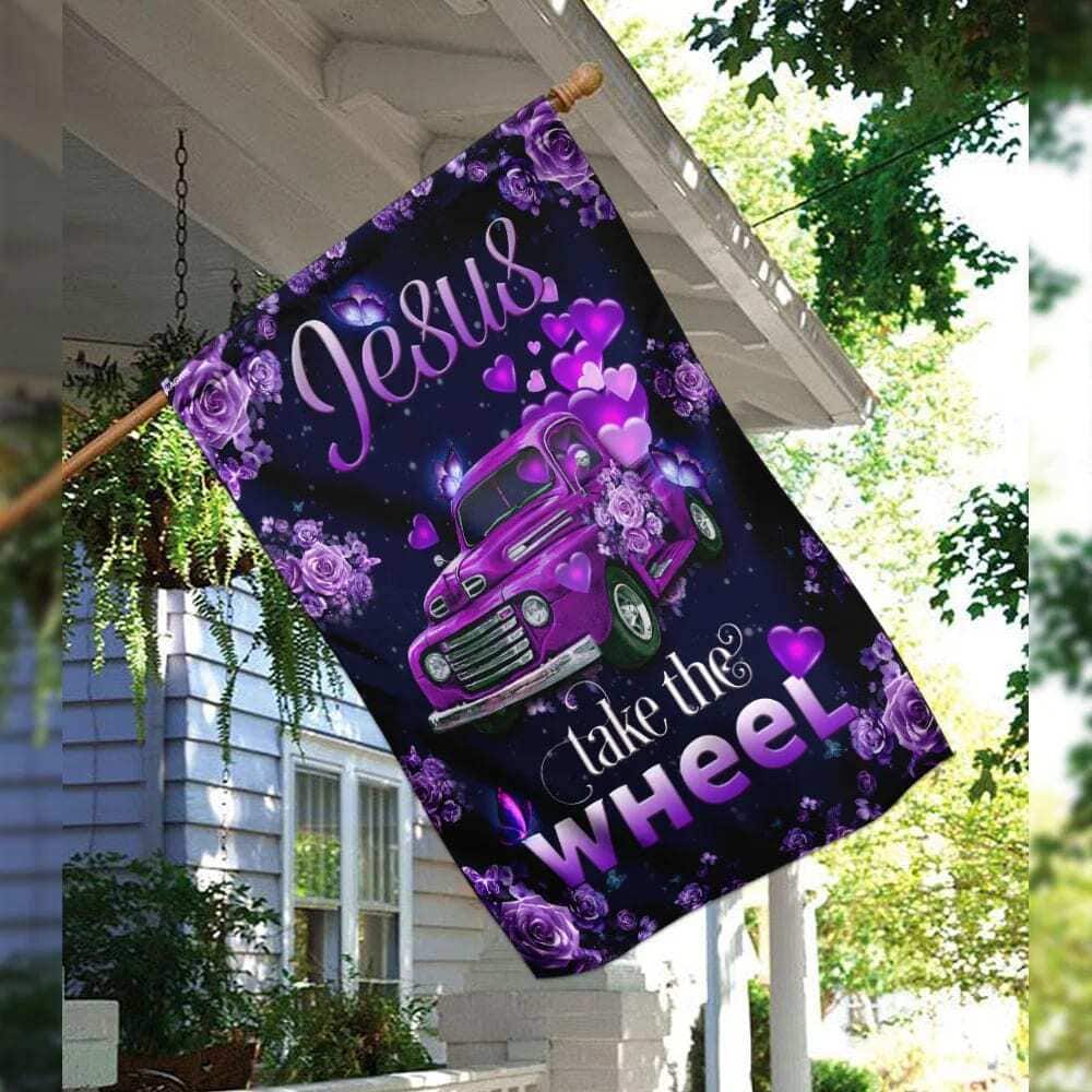 Jesus Take The Wheel Purple Truck Christian Religious Garden Flag Jesus Take The Wheel Purple Truck Christian Religious Garden Flag