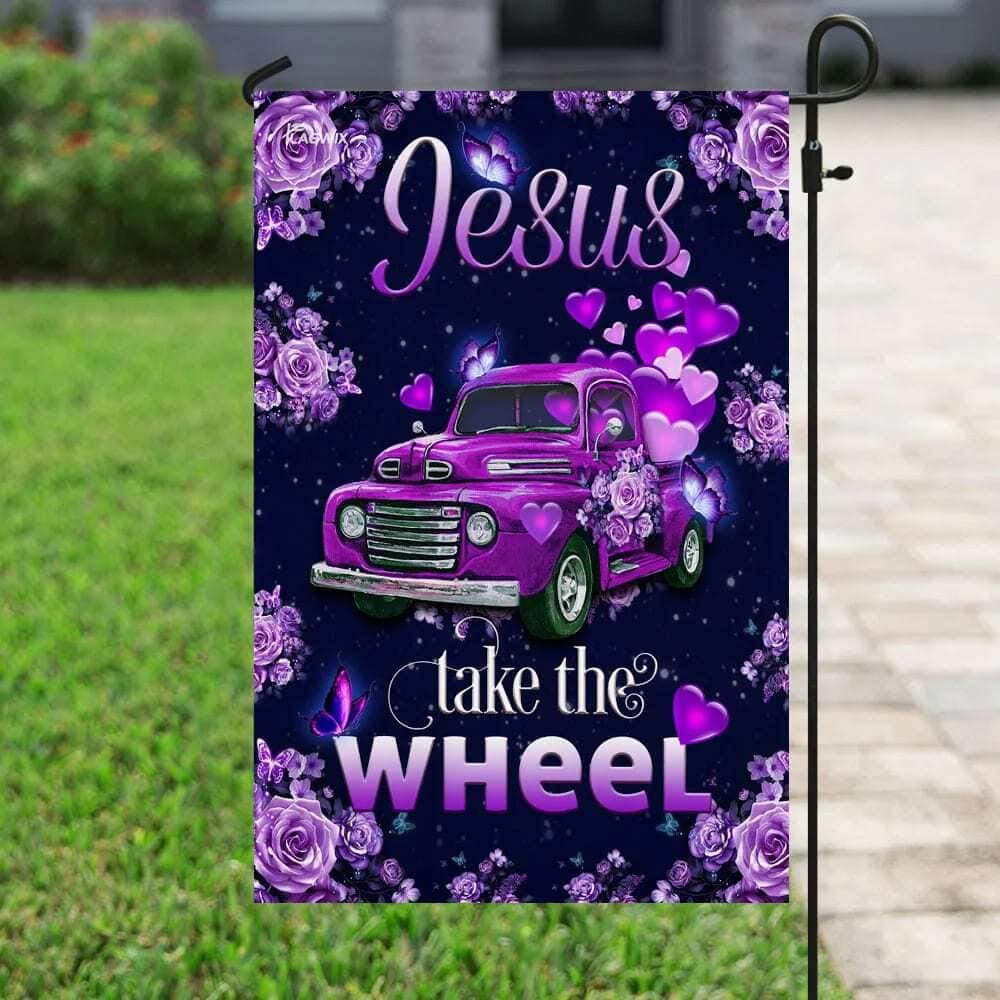 Jesus Take The Wheel Purple Truck Christian Religious Garden Flag Jesus Take The Wheel Purple Truck Christian Religious Garden Flag