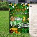 Jesus Take The Wheel Happy St Patrick Day Christian Religious Garden Flag Jesus Take The Wheel Happy St Patrick Day Christian Religious Garden Flag