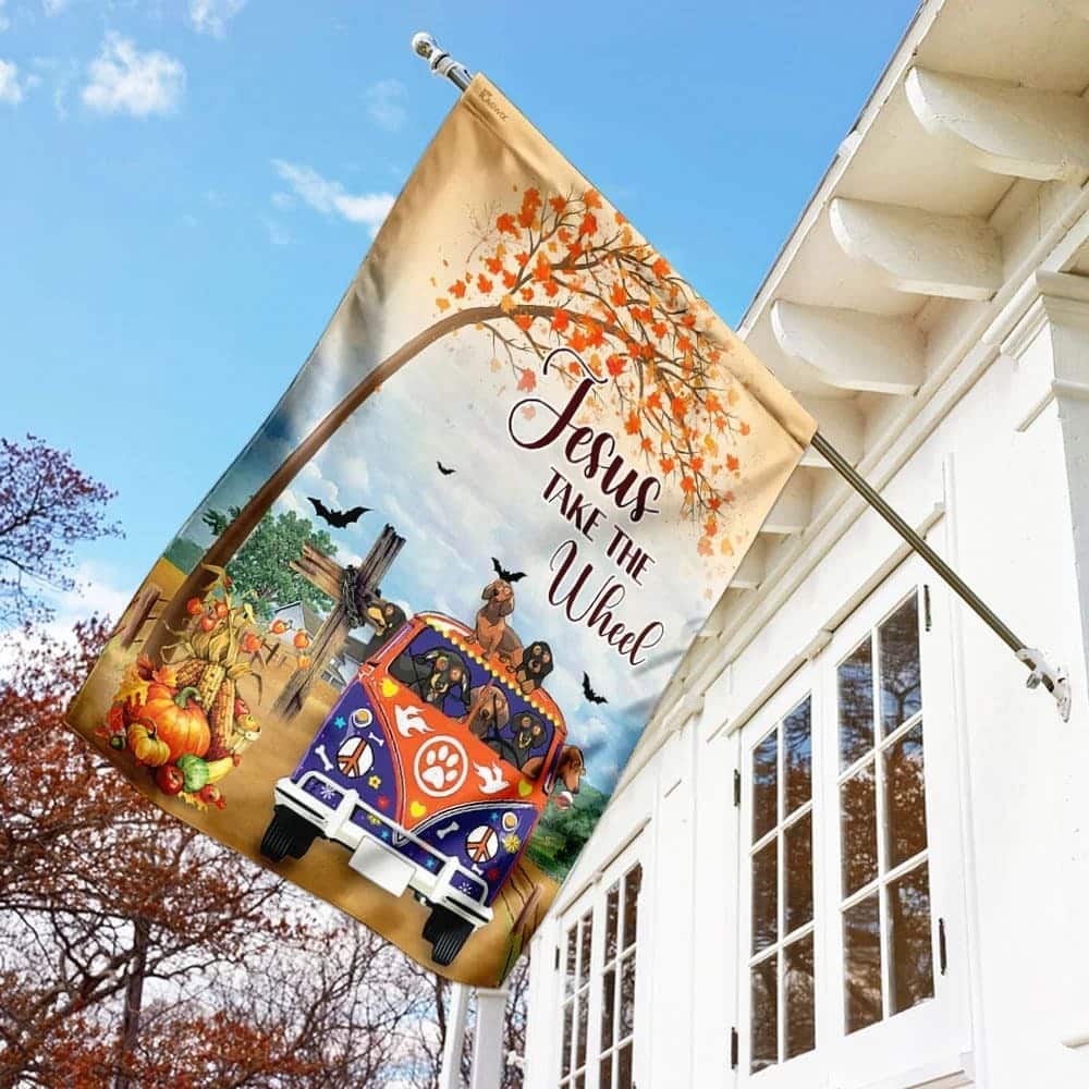 Jesus Take The Wheel Dachshund Christian Religious Garden Flag Jesus Take The Wheel Dachshund Christian Religious Garden Flag