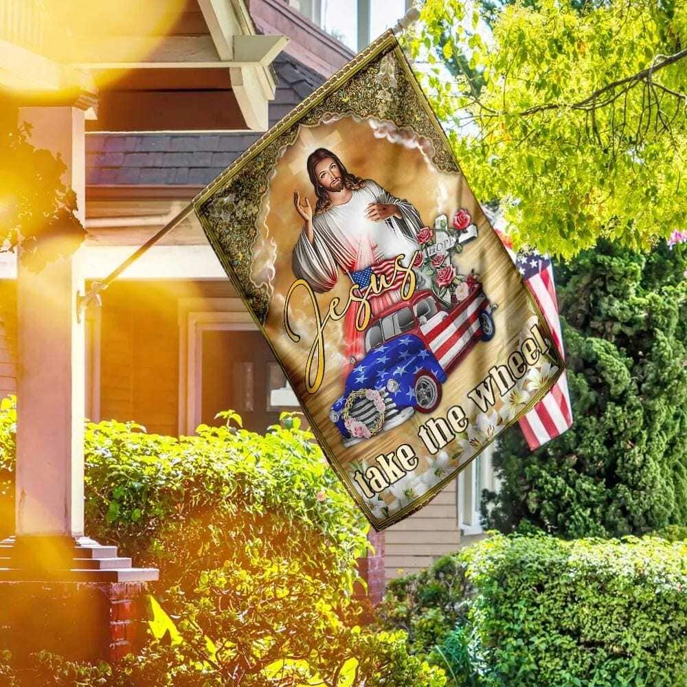 Jesus Take The Wheel American Truck Christian Religious Garden Flag Jesus Take The Wheel American Truck Christian Religious Garden Flag