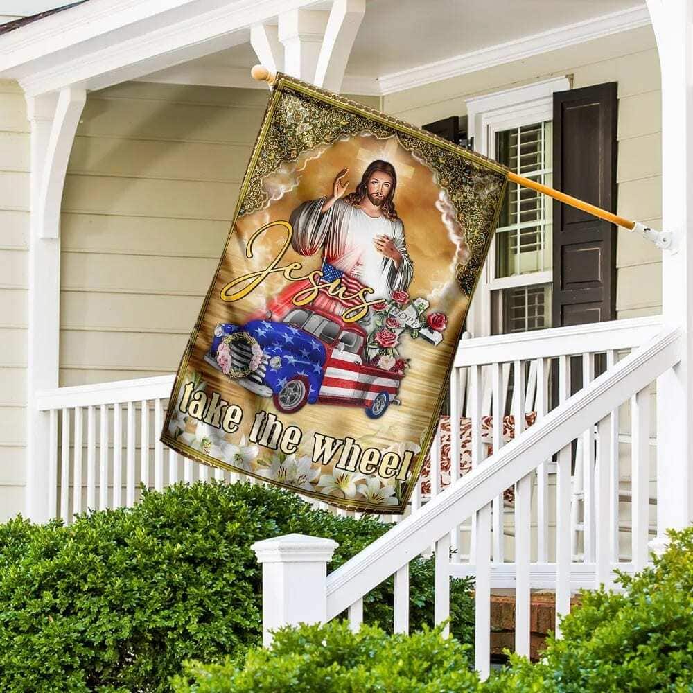 Jesus Take The Wheel American Truck Christian Religious Garden Flag Jesus Take The Wheel American Truck Christian Religious Garden Flag