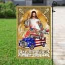 Jesus Take The Wheel American Truck Christian Religious Garden Flag