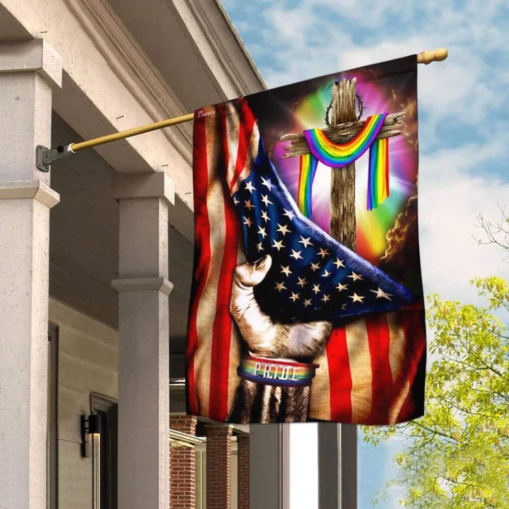 LGBT Pride Christian Cross Christian Religious Garden Flag