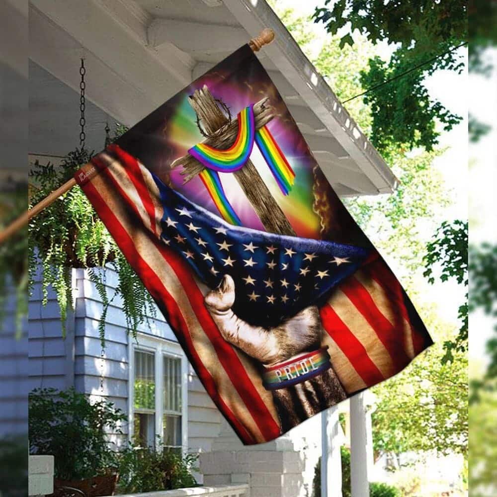 LGBT Pride Christian Cross Christian Religious Garden Flag