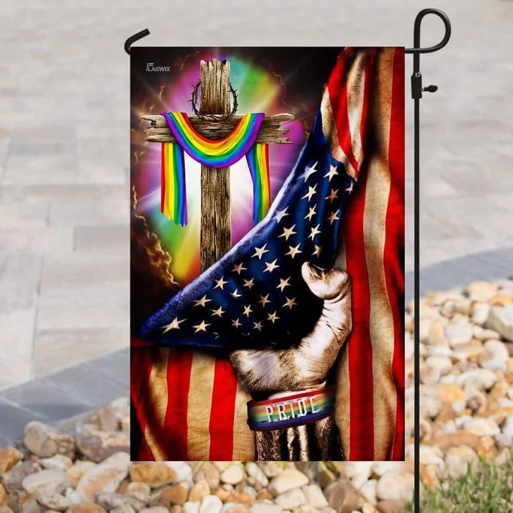 LGBT Pride Christian Cross Christian Religious Garden Flag